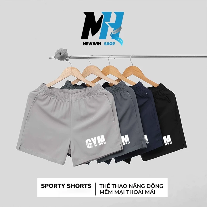 QUẦN SHORT THỂ THAO NAM - IN LOGO GYM 02 - CHẤT GIÓ DÙ SIÊU NHẸ THOÁNG KHÍ - SIZE 50-82KG