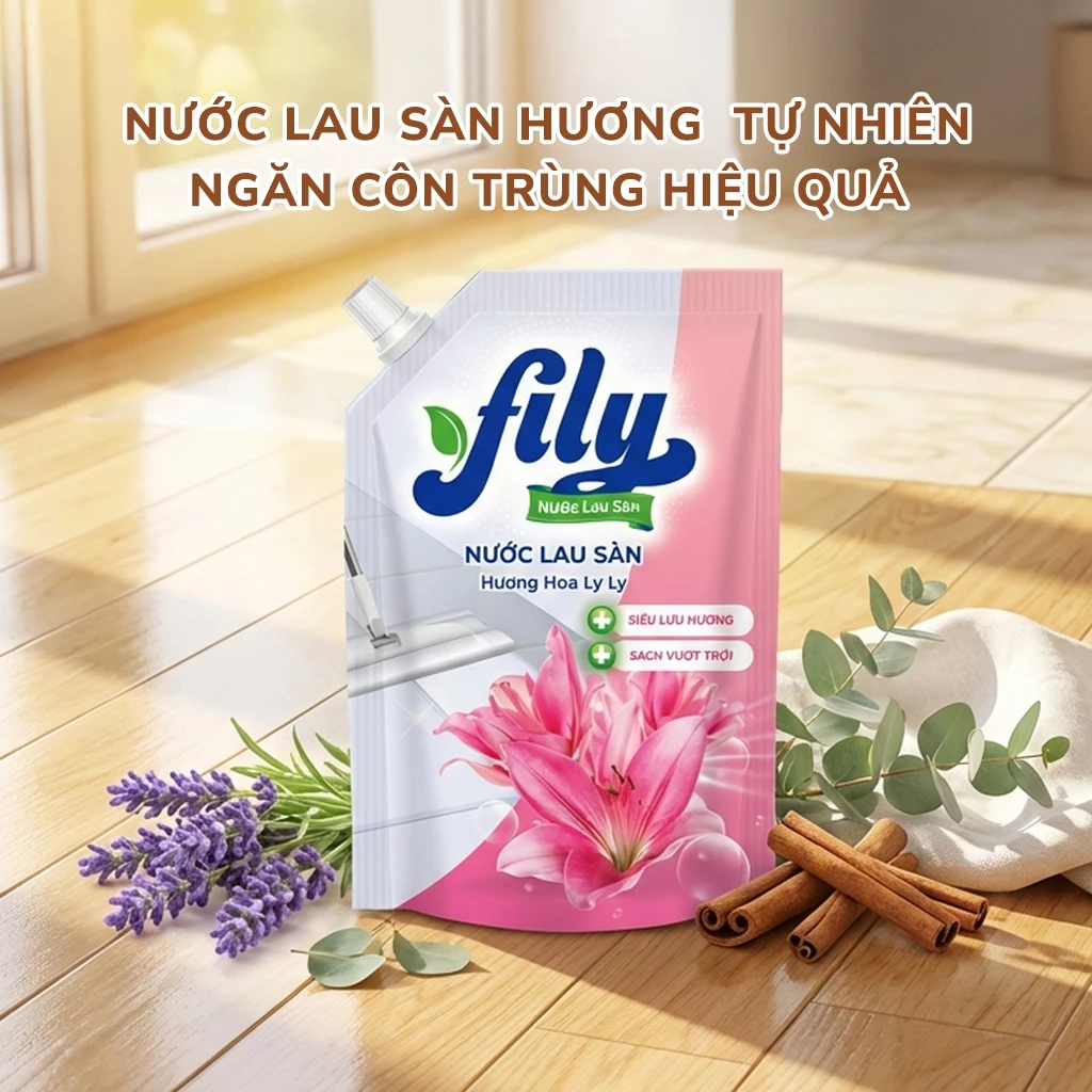 Nước Lau Sàn Hương Thơm Tự Nhiên Ngăn Côn Trùng Fily Túi Lau Sàn Sạch Bóng 3.5kg