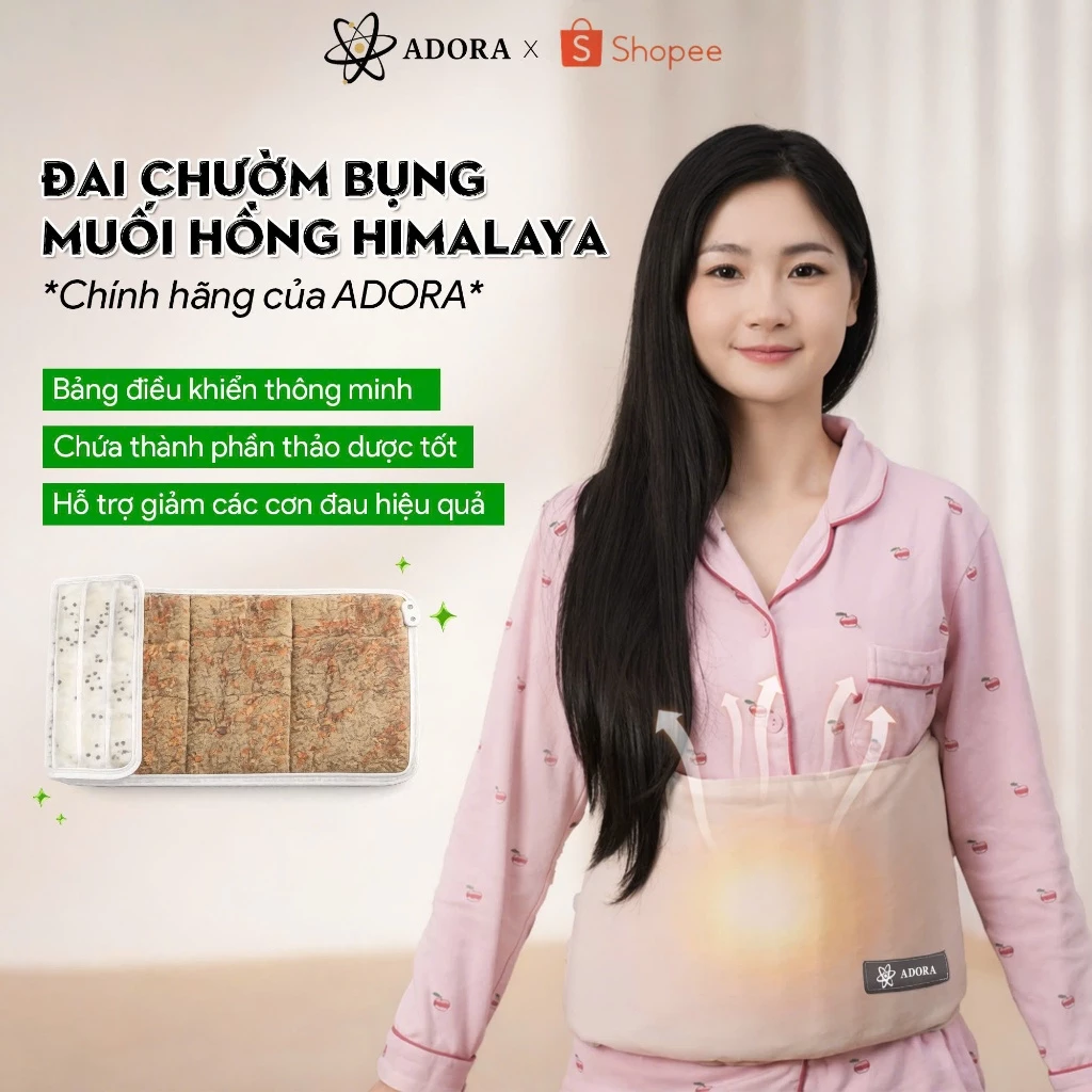 Đai Chườm Bụng ADORA | Túi Chườm Ấm Ngải Cứu & Muối Himalaya Hỗ Trợ Giảm Đau Khi Tới Tháng, Cải Thiện Đau Lưng, Bụng
