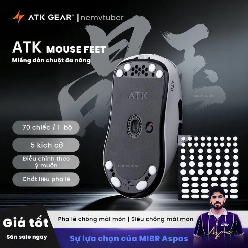 Feet chuột ATK - PTFE 2 lớp - Chống mài mòn - 70 feet / 1 pack