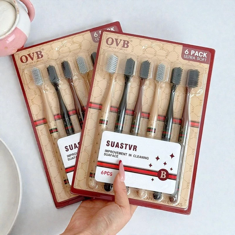 Vỉ 6 Bàn Chải Đánh Răng Lông Mềm Chiếc Nội Địa Trung, Bảo Vệ Răng Miệng Thiết Kế Sang Trọng