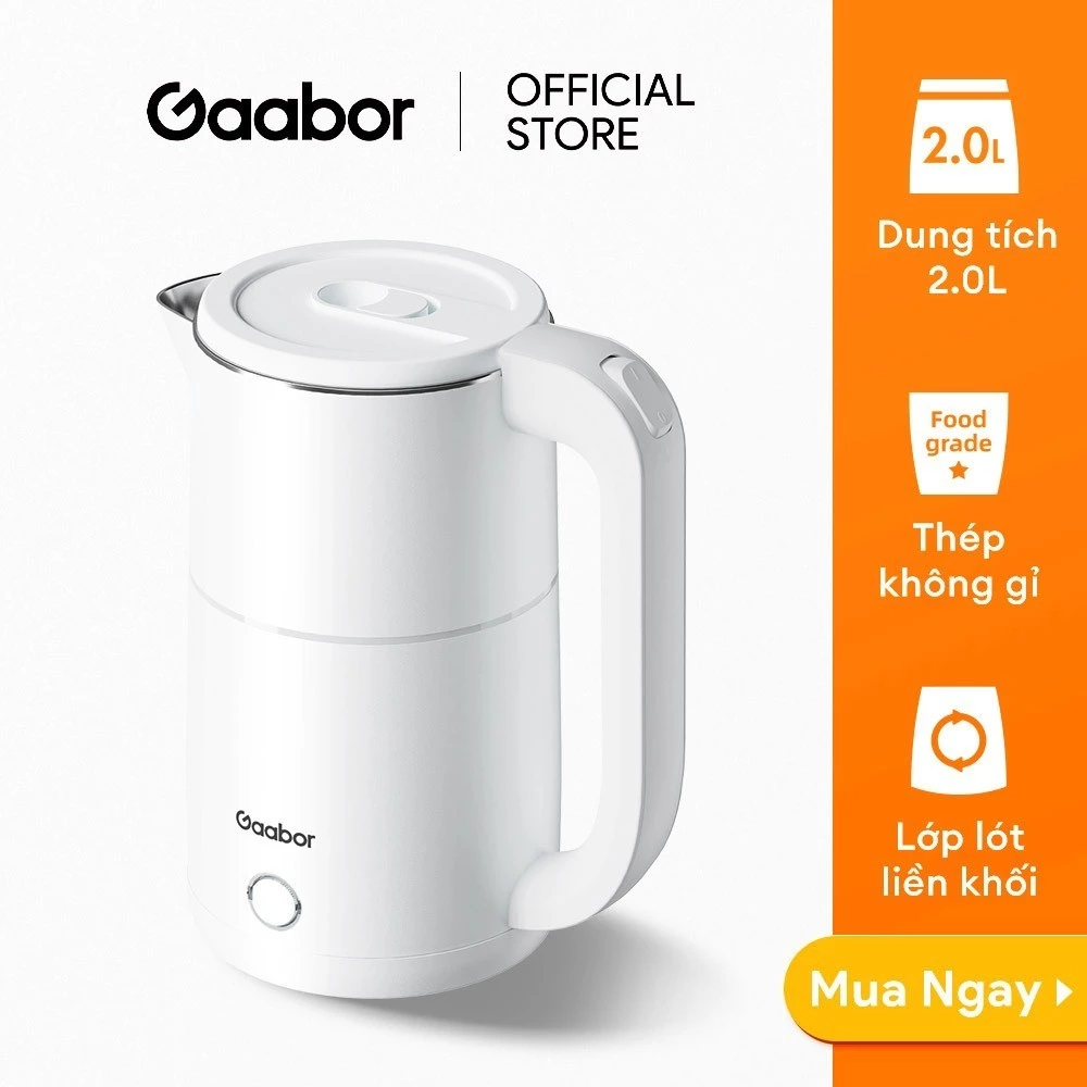 Bình đun siêu tốc Gaabor EK20M-WH01A/WH02A dung tích lớn 2L công suất 1500W