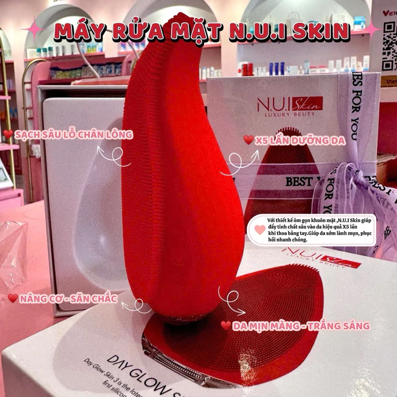 Máy Rửa Mặt Cao Cấp NUI SKIN thế hệ mới silicone siêu mềm mịn Massage sạch sâu da mặt