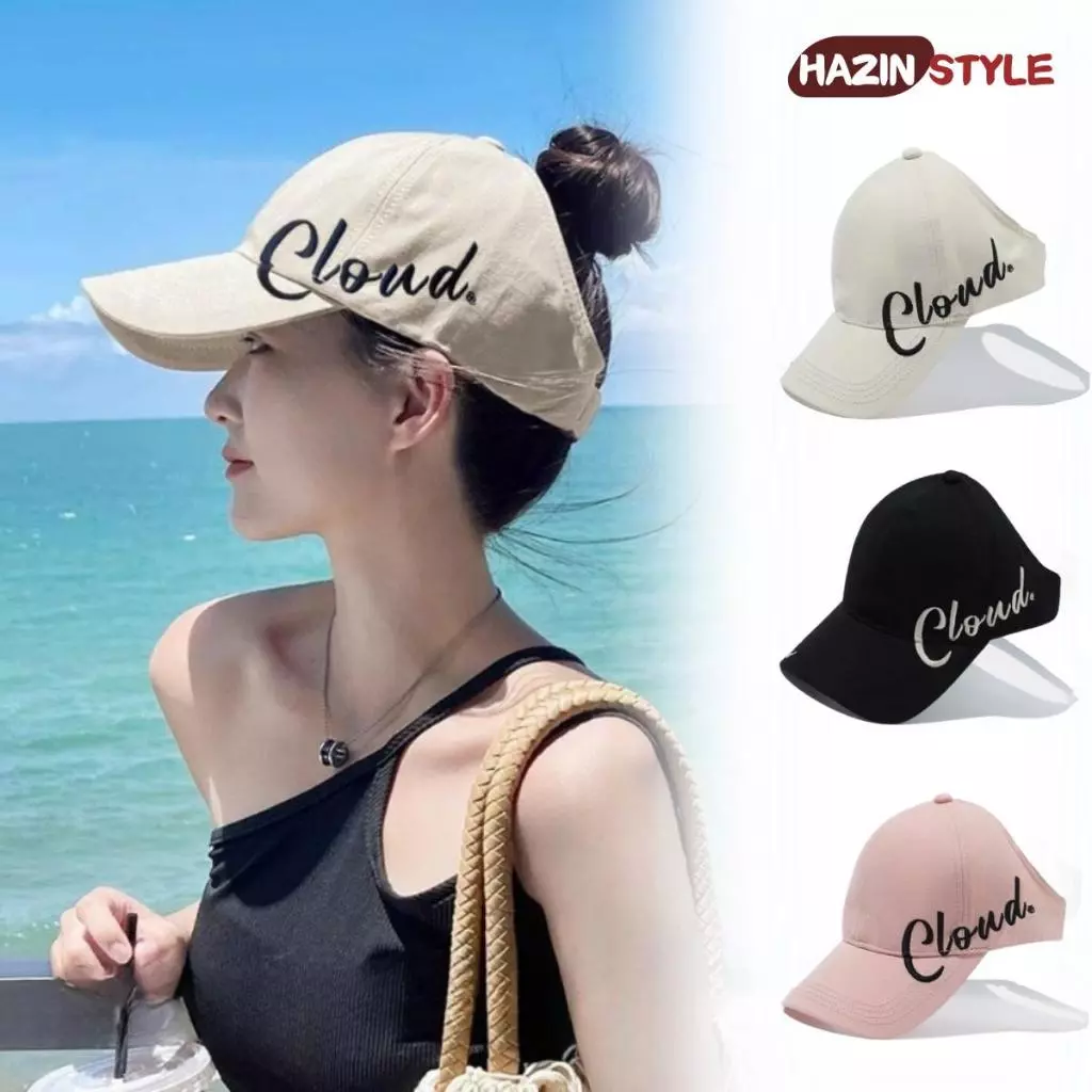 Mũ lưỡi trai Nón kết chống nắng nửa đầu thể thao thêu chữ Cloud chất kaki, mũ hở chóp thời trang form mềm unisex nam nữ