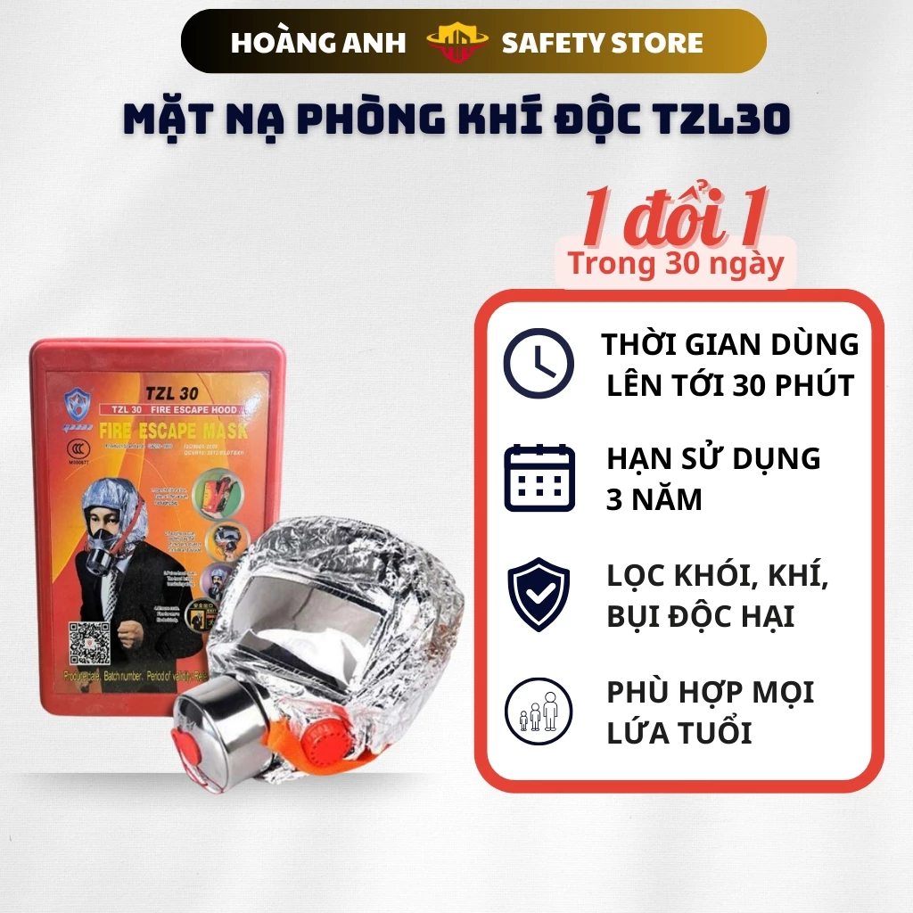 Mặt nạ phòng độc PCCC và Cứu hộ cứu nạn TZL30 hạn chế tối đa 98% khói, bụi độc hại, bảo vệ hệ hô hấp