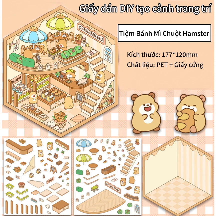 Giấy dán 3D DIY tạo cảnh – Nhà nổi mini, thủ công sáng tạo, giảm stress cho học tập, văn phòng