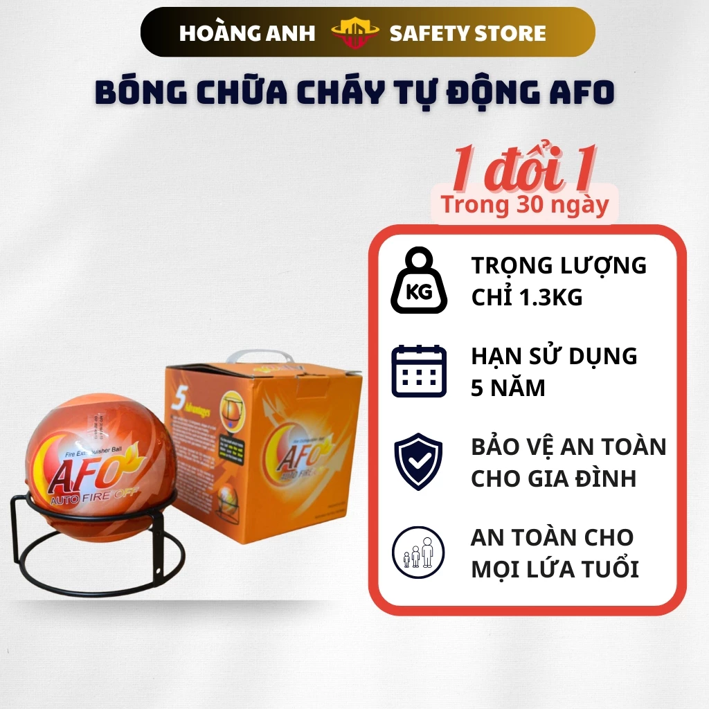 Bóng chữa cháy tự động AFO, nhỏ gọn 1,3kg, dập tắt nhanh đám cháy khi mới xảy ra, an toàn cho người.
