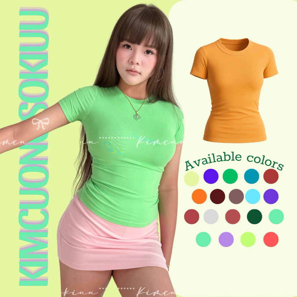 Áo Thun Nữ Pastel Ôm Body Mềm Mịn 🌼 Thun Co Giãn, Áo Nữ Basic Dễ Phối Đồ, Mặc Đi Chơi – Đi Làm – Đi Học
