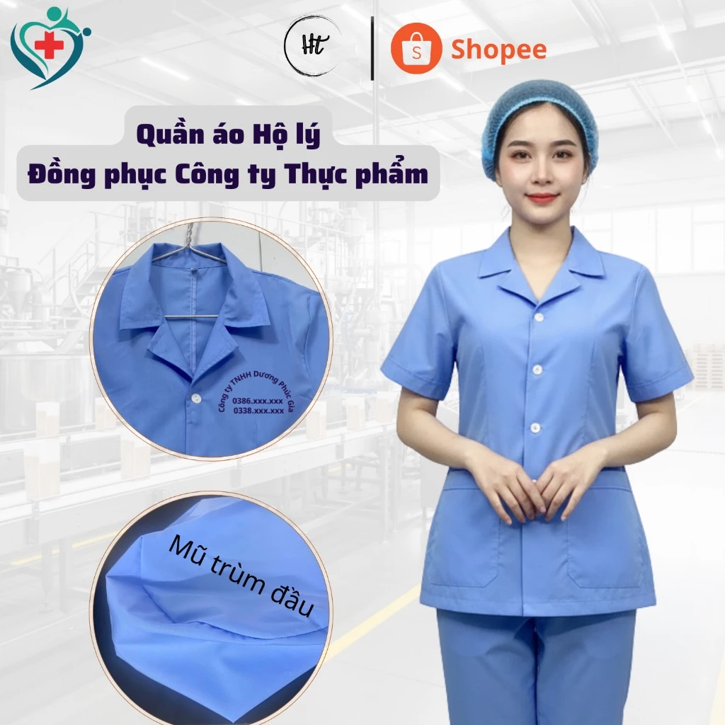 Quần áo tạp vụ, công nhân công nghệ xanh. Đồng phục công ty phực phẩm, vệ sinh lao động