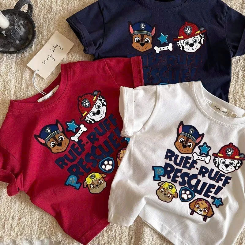 Áo Phông Chó Cứu Hộ Cho Bé Yêu Chất Liệu Cotton Mềm Mịn Size 8-20kg Hình In Đáng Yêu Phù Hợp Cho Bé Trai Và Bé Gái