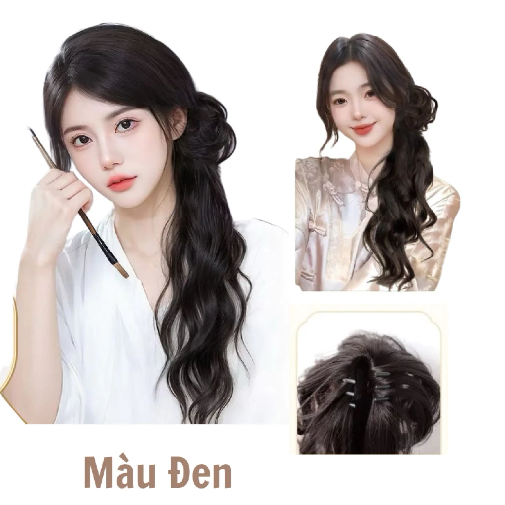 Tóc Giả Cổ Trang Kèm Búi Lệch Đuôi Ngựa Galistore Tóc giả Ngoạm Thẳng Xoăn cho nữ