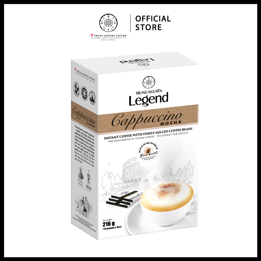 Trung Nguyên Legend - Cà phê hoà tan rang xay Cappuccino Mocha - Hộp 12 gói x 18gr ( có sữa)