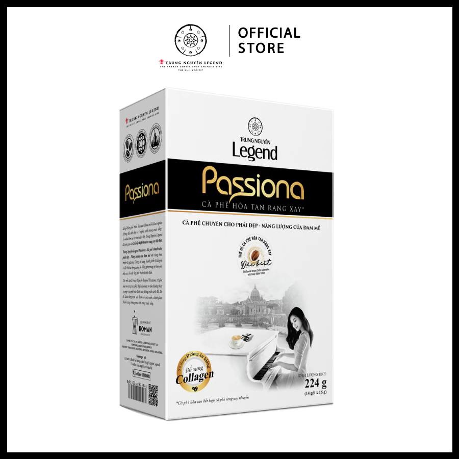 Trung Nguyên Legend - Cà phê sữa hoà tan Passiona 4in1 ( bổ sung Collagen) - Hộp 14 gói x 16gr