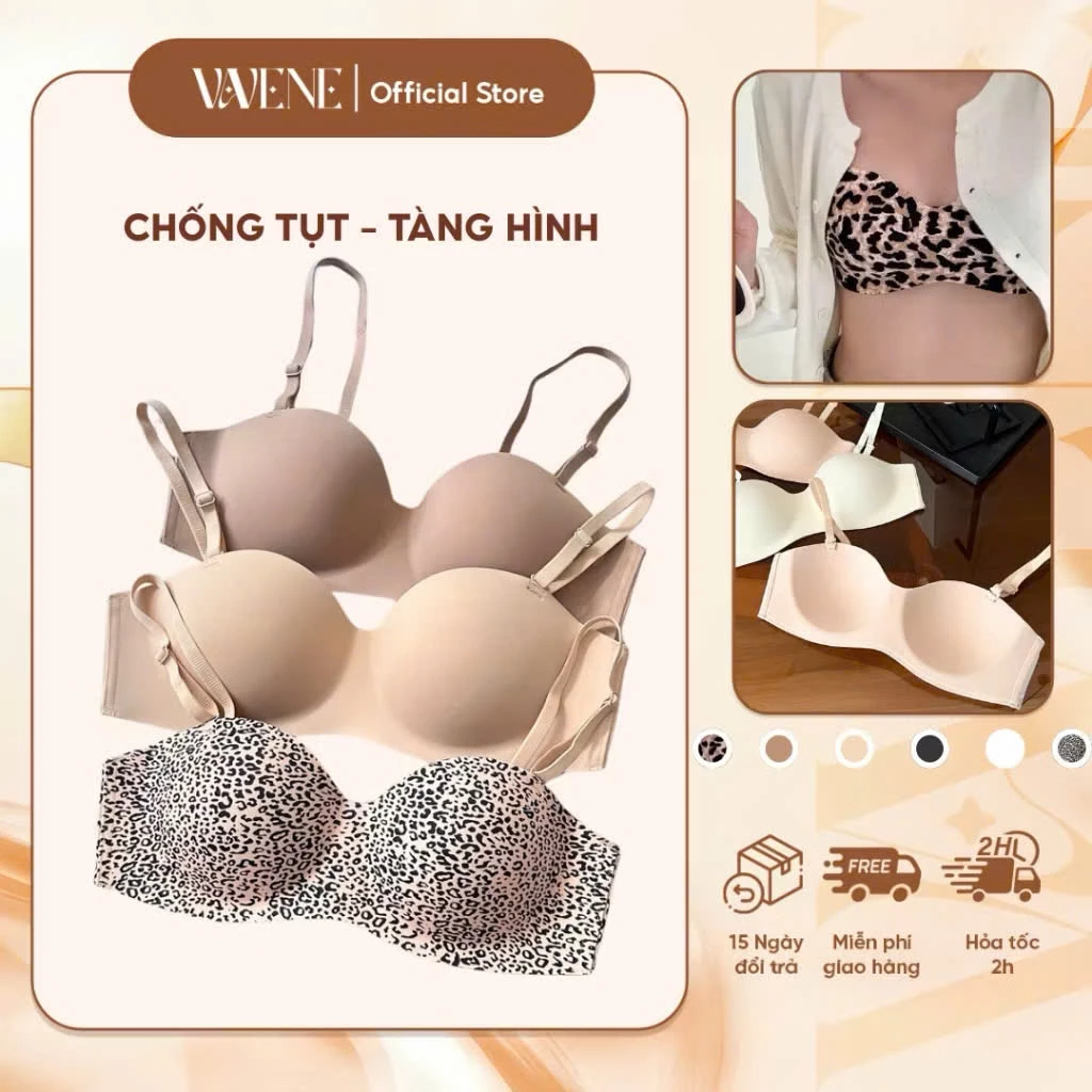 Áo Lót Nữ Su Tàng Hình VANVENE, Áo Ngực Không Gọng, Đệm Mỏng, Áo Bra Nữ Không Lộ Viền