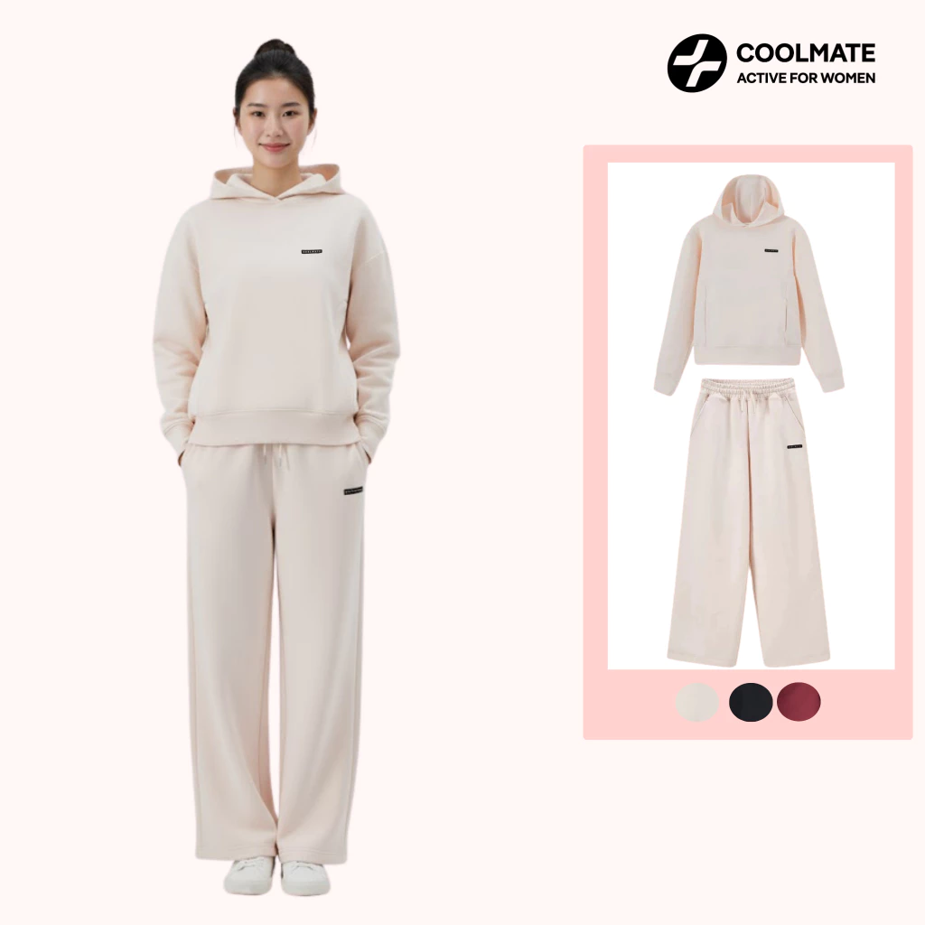 [SALE SHOCK 50%] Set đồ bộ nỉ thể thao Nữ Áo Hoodie & Quần dài studio pants mềm mại thoải mái -Coolmate Active For Women