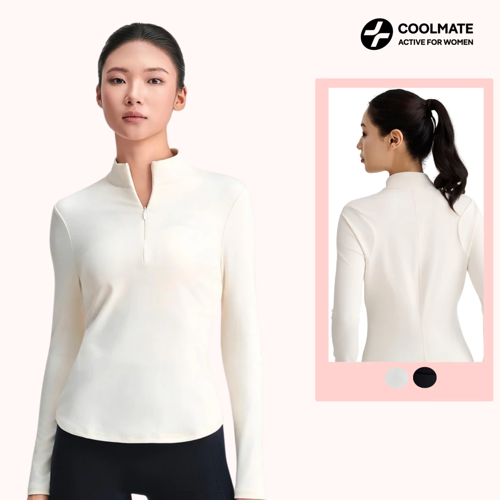 Áo dài tay thể thao thể thao đi chơi nữ khoá halfzip co giãn - Coolmate Active For Women