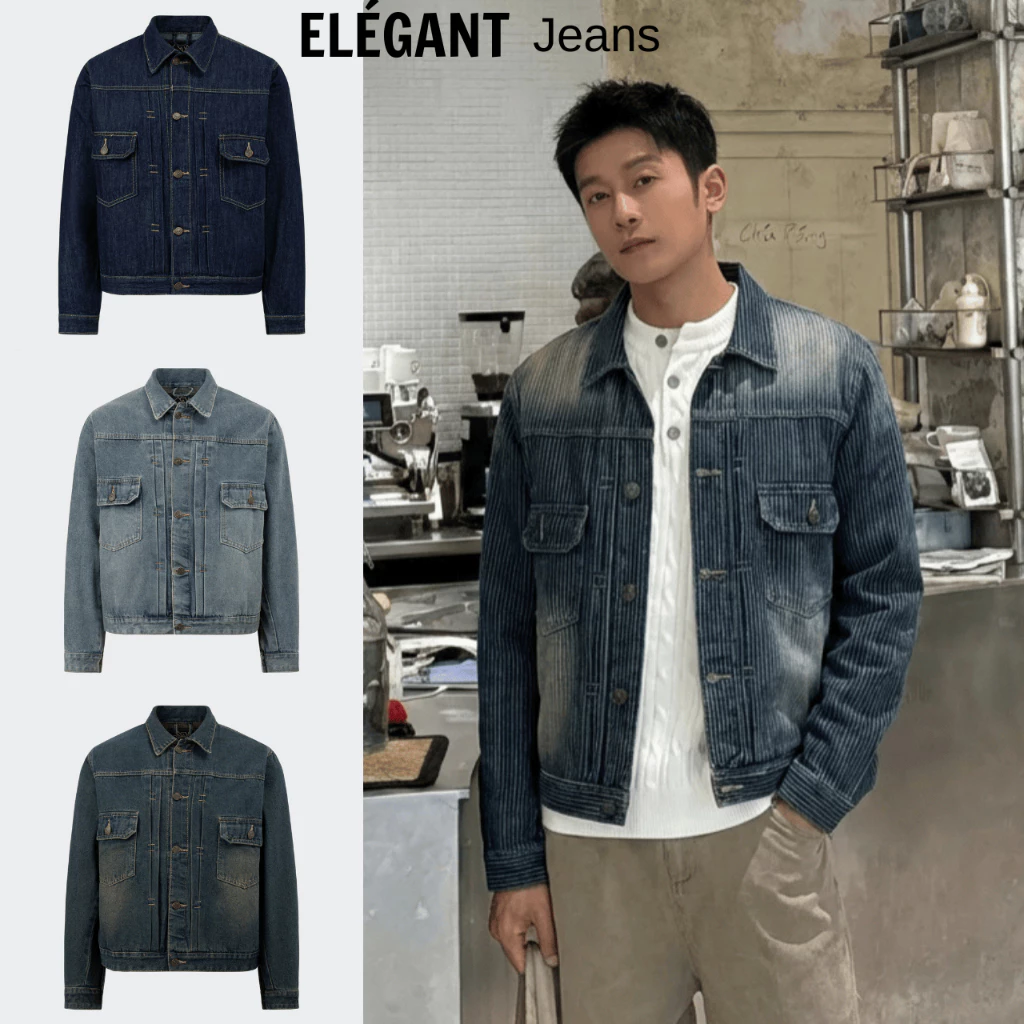 Jacket Jeans - Áo Khoác Jean Nam 4 Màu Basic, Áo Khoác Bò Nam 4 Màu Wash Form Boxy Rộng Cao Cấp