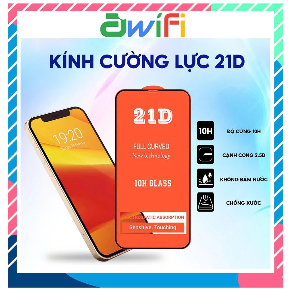 Miếng dán màn hình (kính cường lực) iphone 21D KK full 6plus/6splus/7plus/8plus/x/xs/11/12/13/14/15/16/17/pro/max/promax