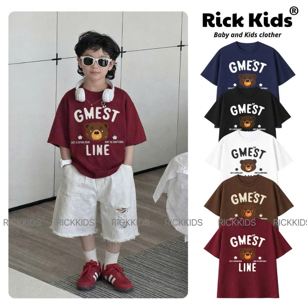 Áo Thun Cho Bé Trai Gái In Hình Gấu Cutte GMEST Chất Liệu Cotton Cao Cấp - Rickkids
