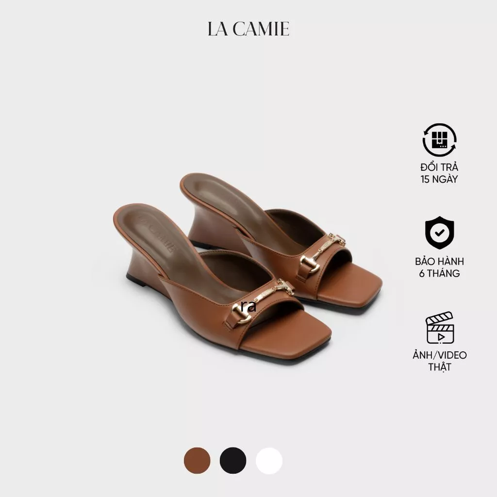 Dép cao gót mule chất liệu da Microfiber với thiết kế cao cấp sang trong thương hiệu La Camie DB5B0141