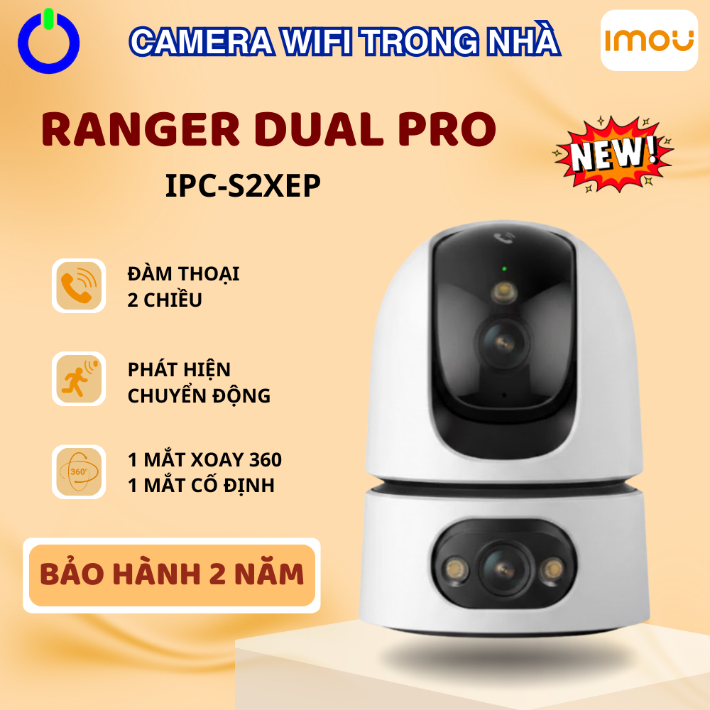 Camera Wifi Trong Nhà IMOU RANGER DUAL PRO 2 Ống Kính Tầm Nhìn 360 Đàm Thoại 2…