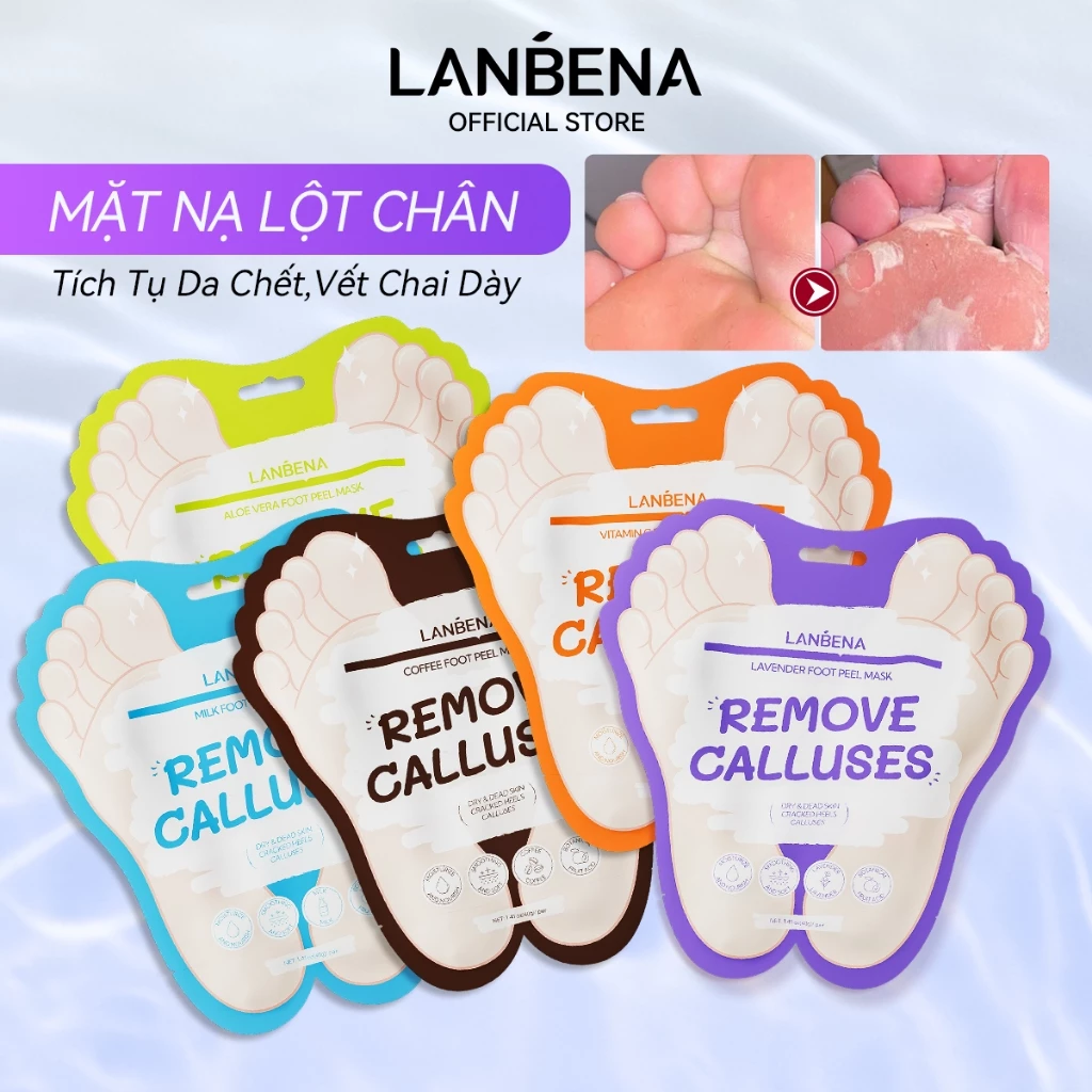 LANBENA  5PCS Mặt nạ chân (40g)-Dưỡng Da Chân Lột Chân Tẩy Da Chết Chân Spa Ủ Chân Tẩy Da Chết để loại bỏ vết chai da