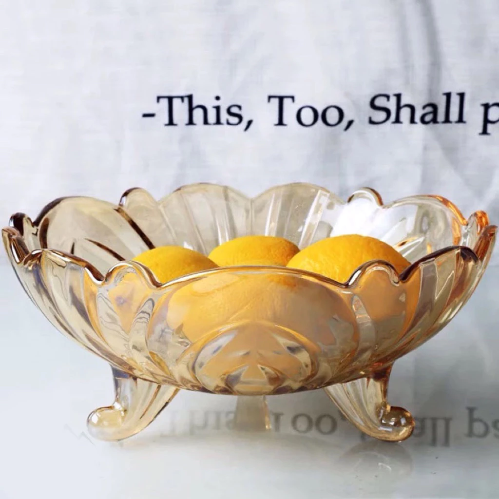 ĐĨA THỦY TINH HỔ PHÁCH 3 CHÂN CAO CẤP- HÀNG TO ĐẸP DÀY DẶN – BÀY BÁNH, TRÁI CÂY, DECOR