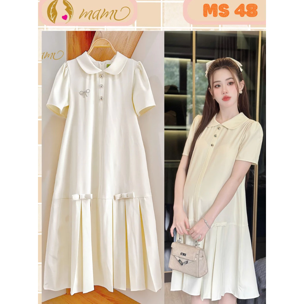 Đầm váy bầu công sở MAMI MS48 thiết kế lịch sự trẻ trung cho mẹ bầu đi làm đi tiệc đi chơi sang, trẻ đẹp
