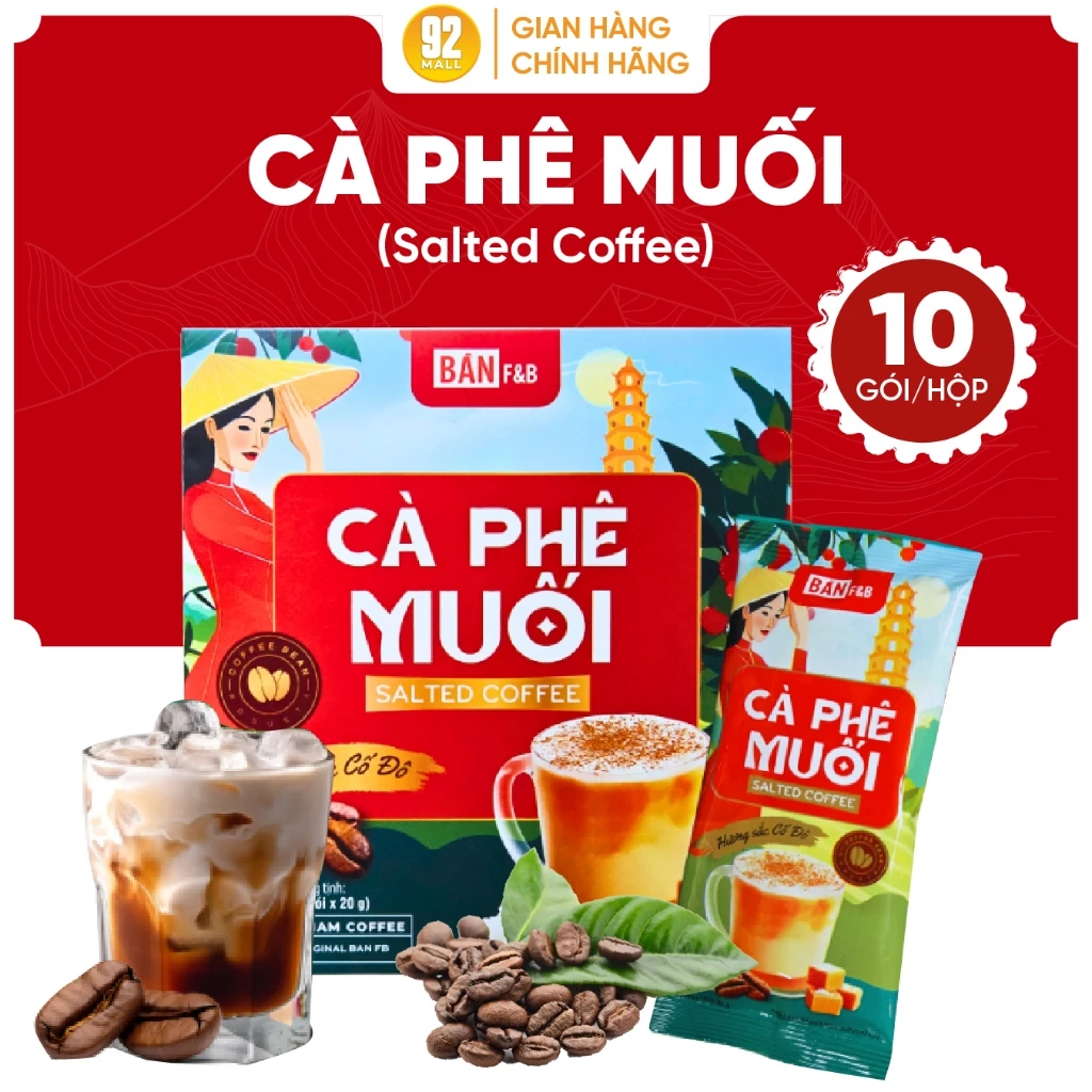[SIÊU RẺ] Cà Phê Muối Thơm Ngon Đậm Đà Hương Vị Cố Đô Hộp 10 Gói Thương Hiệu Bản F&B