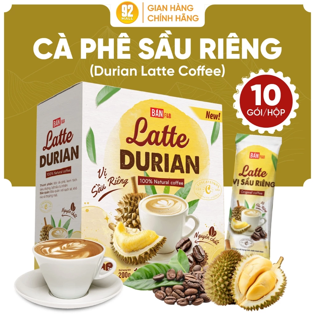 Cà Phê Sầu Riêng Thơm Ngon Đậm Vị Hộp 10 Gói 200g Thương Hiệu Bản F&B