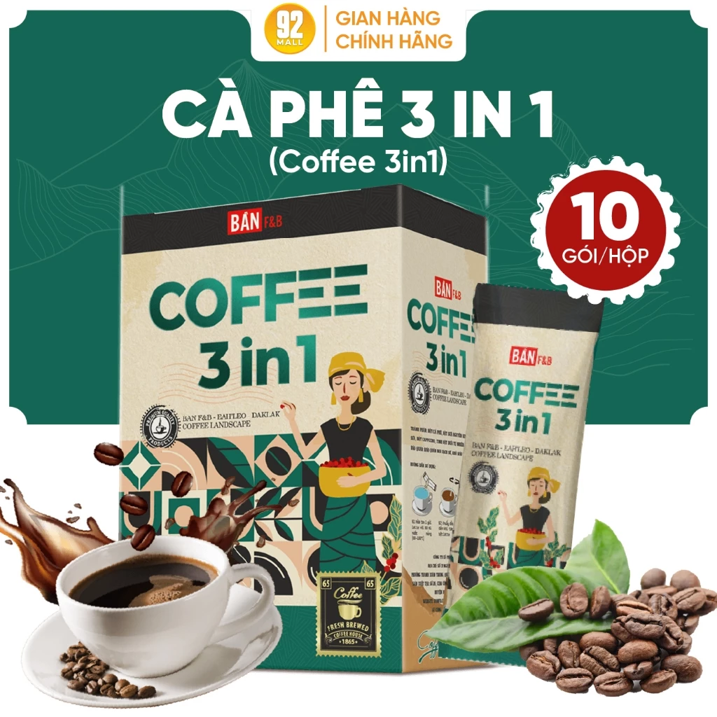Cà phê 3in1 Hương Vị Đậm Đà, Thơm Ngon, Tăng Cường Năng Lượng, Dễ Pha Chế Thương Hiệu Bản F&B