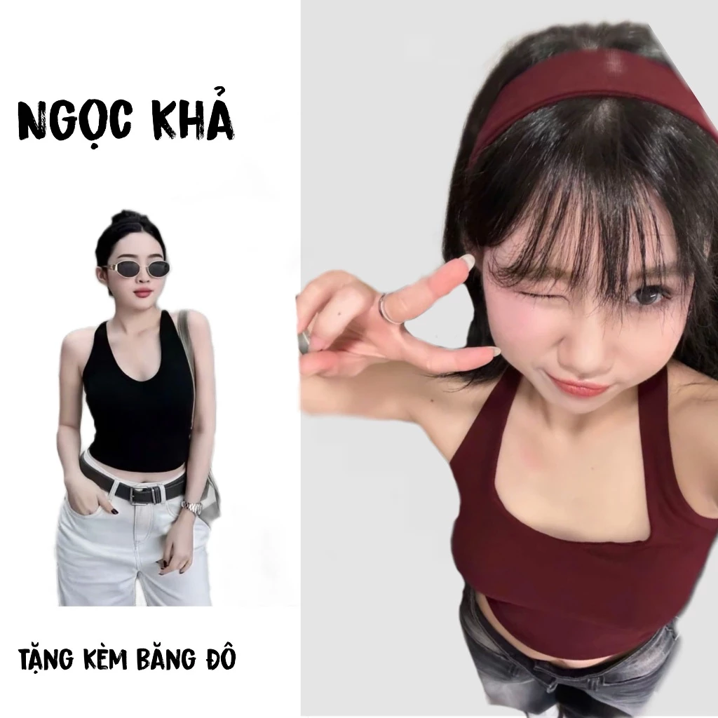 Áo yếm ôm body quyến rũ năng động nhiều màu chất cotton thoáng mát [ tặng kèm băng đô ]