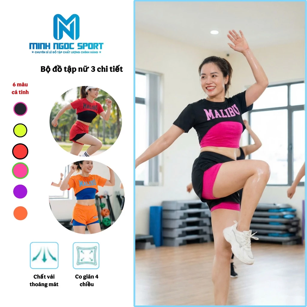 Bộ tập gym yoga aerobic nữ, bộ 3 chi tiết, co dãn bốn chiều, bộ tập thể thao nữ TS-03