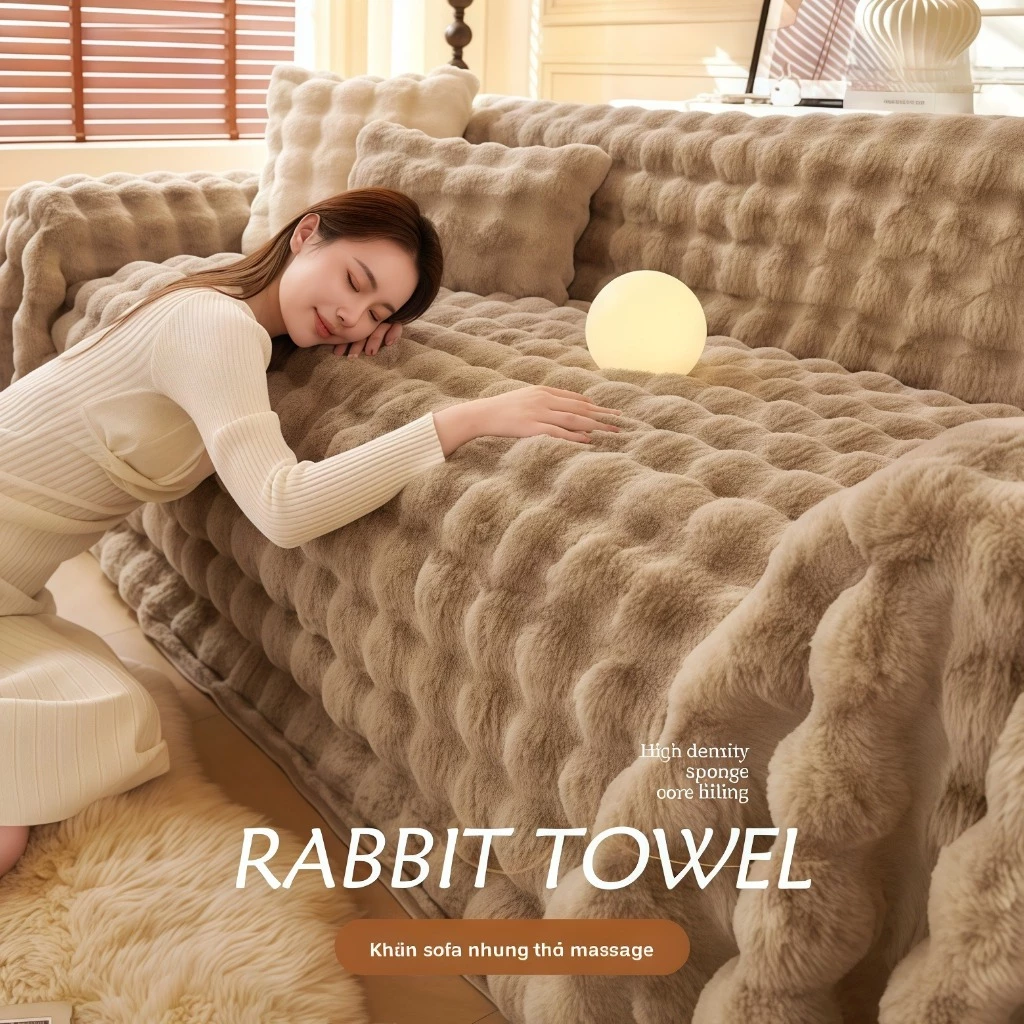 Khăn trải sofa Vải lông thỏ Mềm mại và thoải mái Trang trí phòng khách giữ giản Nhiều kích thước