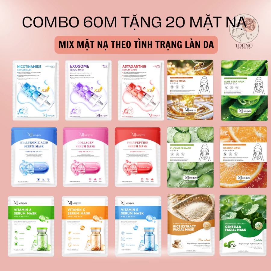 [COMBO 60M + 20M] Mặt Nạ Serum Tinh Chất Tá.i Tạo Da Phu.c Hồi Da vi.tamin A, C, E Cấp Ẩm Dưỡng Trắng Giúp Da Căng Bóng