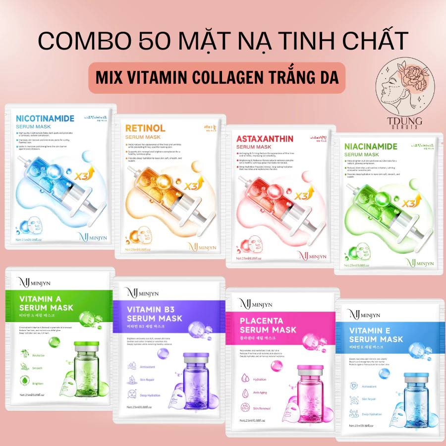 COMBO 50 mặt nạ CAO CẤP dưỡng da, dưỡng trắng cấp ẩm mờ thâm bổ sung collagen Nội Địa Trung