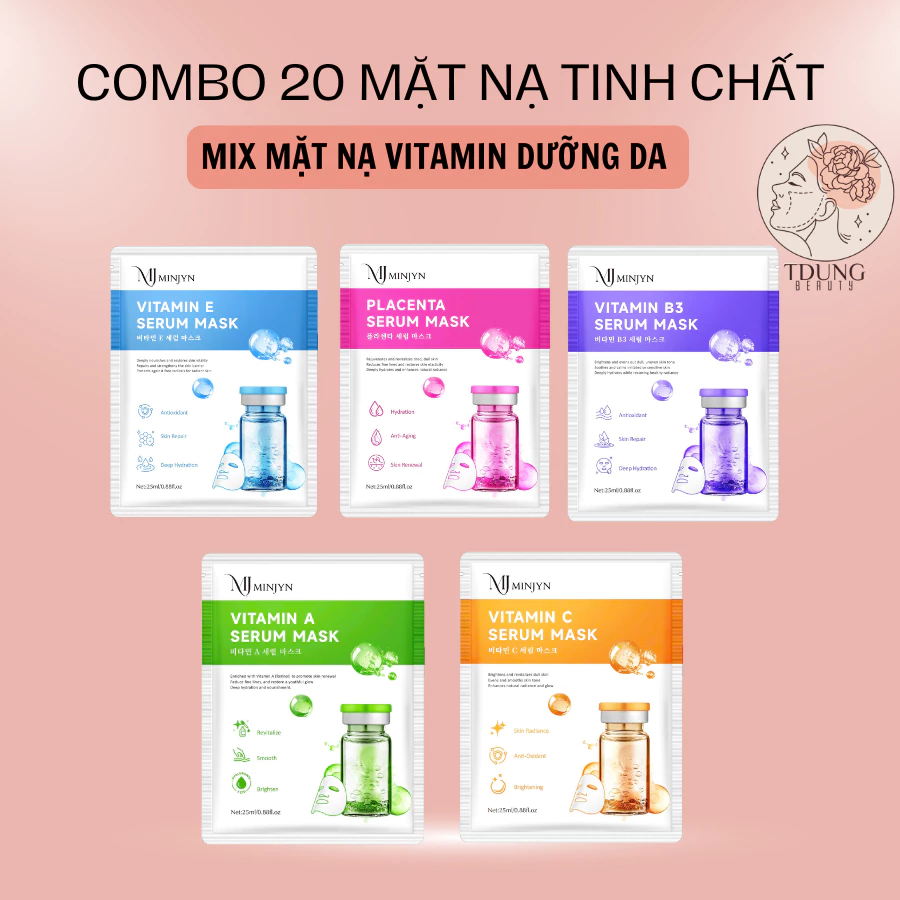MẶT NẠ COMBO 20 MASK DƯỠNG DA MINJYN DƯỠNG SÁNG DA CẤP ẨM CĂNG BÓNG