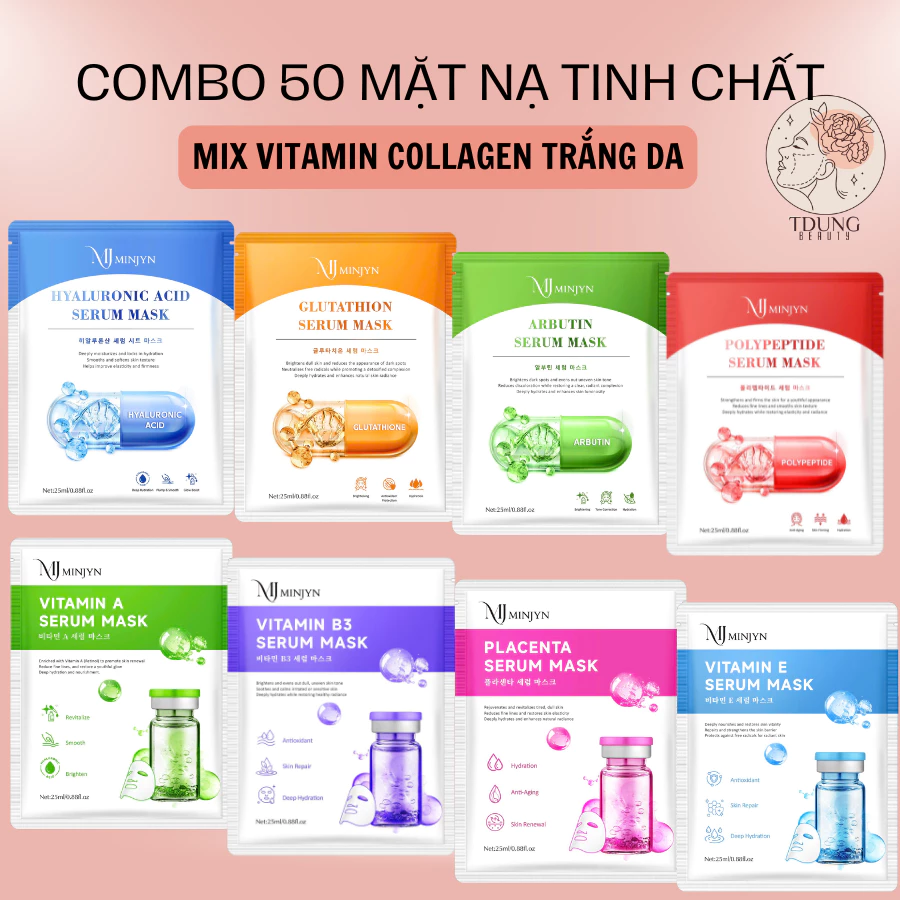 COMBO 50 Mặt nạ nội địa Trung Mặt nạ cao cấp 2 lớp Mặt nạ dưỡng ẩm làm trắng da