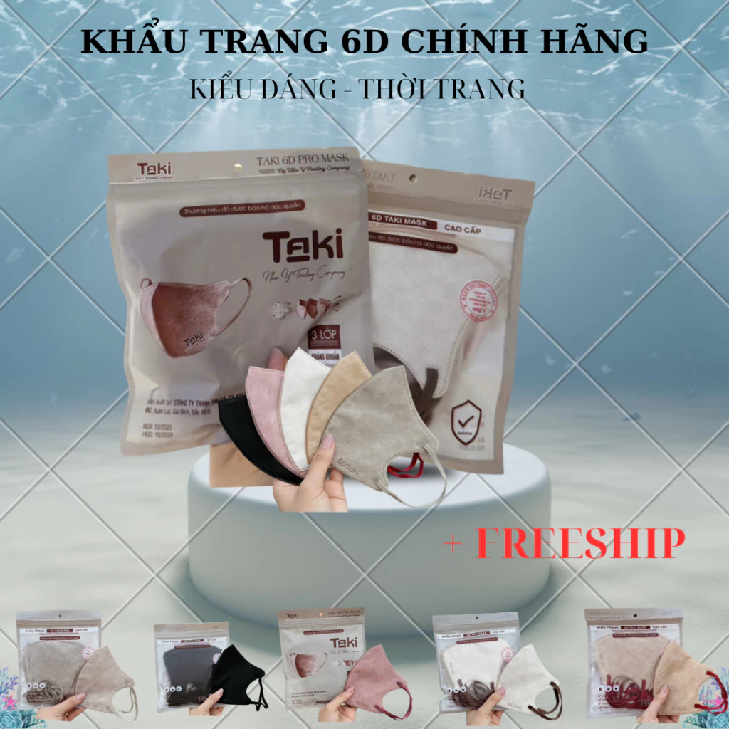 Combo 200 Cái Khẩu Trang 6D Chính hãng Ôm Khuôn Mặt, 3 lớp kháng khuẩn Cao Cấp