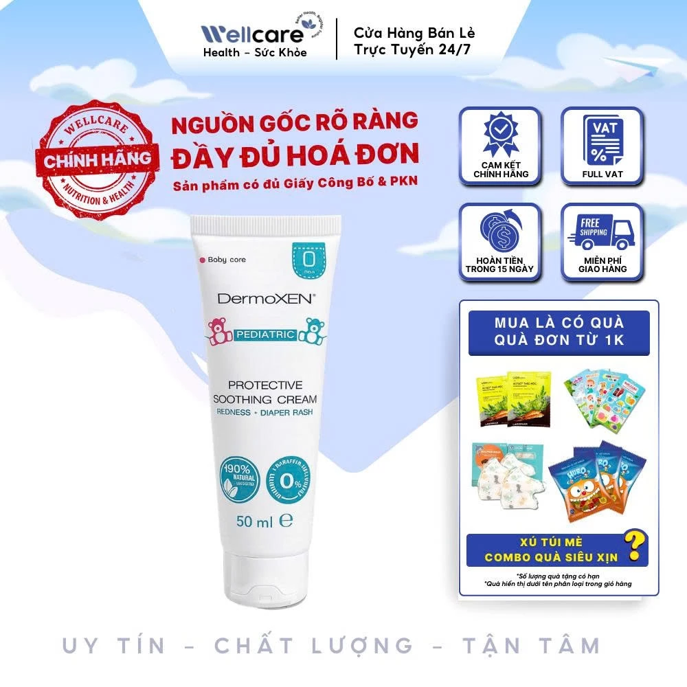 [✨CHÍNH HÃNG] Dermoxen Pediatric Protecrive Soothing Cream Tuýp 50ml - Kem Dưỡng & Bảo Vệ Da Mặt và Toàn Thân Cho Bé