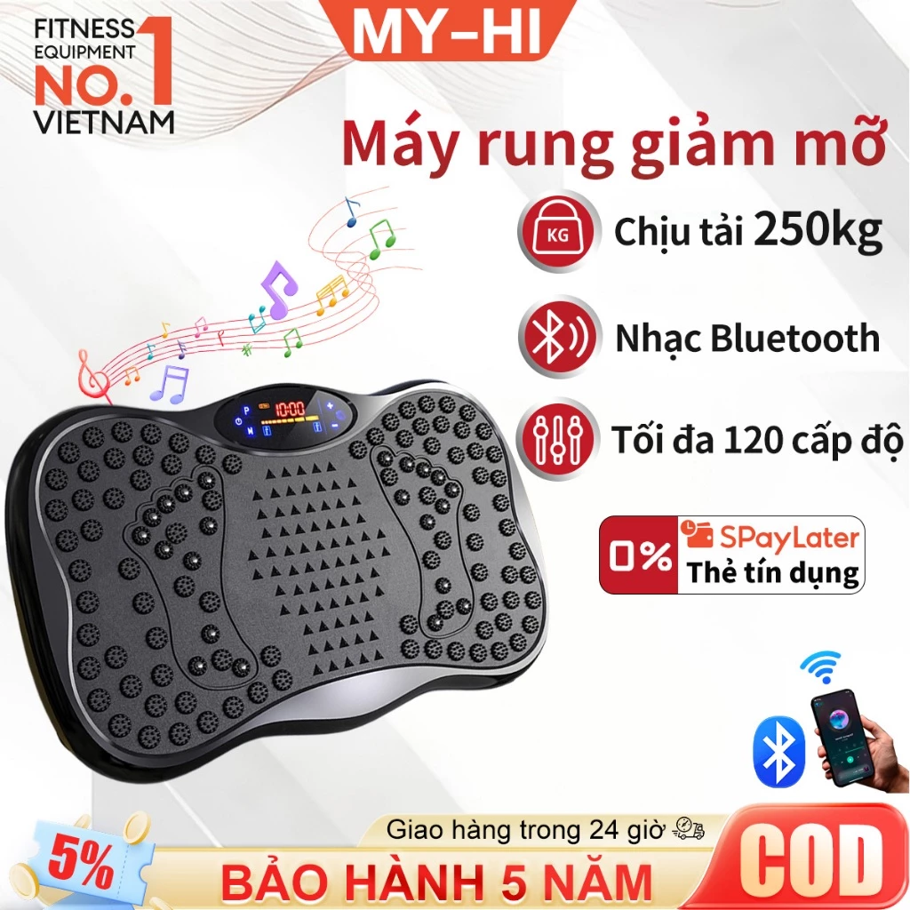 Máy rung lắc toàn thân, Giảm Béo Hiệu Quả, Thiết Bị Giảm Cân, 999 mức điều chỉnh, Hỗ trợ remote và nhạc Bluetooth