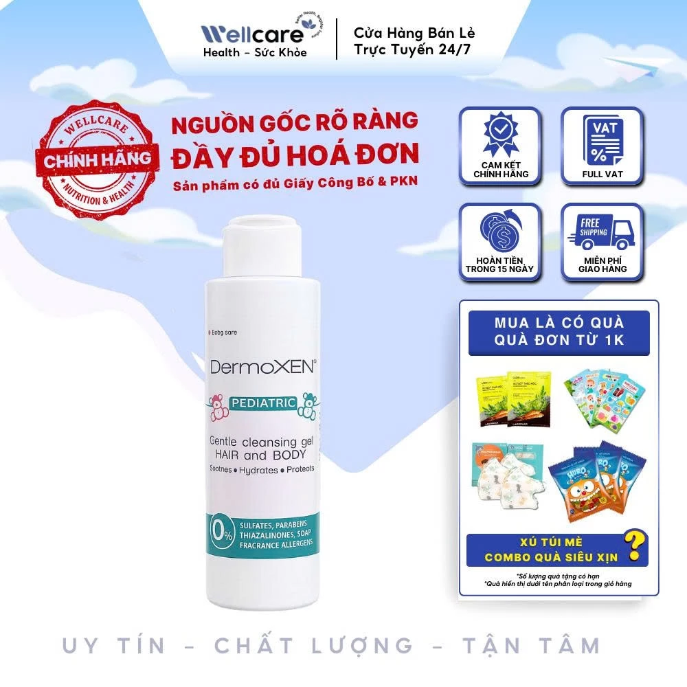 [✨CHÍNH HÃNG] Gel tắm & gội dịu nhẹ Dermoxen Pediatric Chai 125ml – Giải pháp chăm sóc da toàn diện cho trẻ sơ sinh