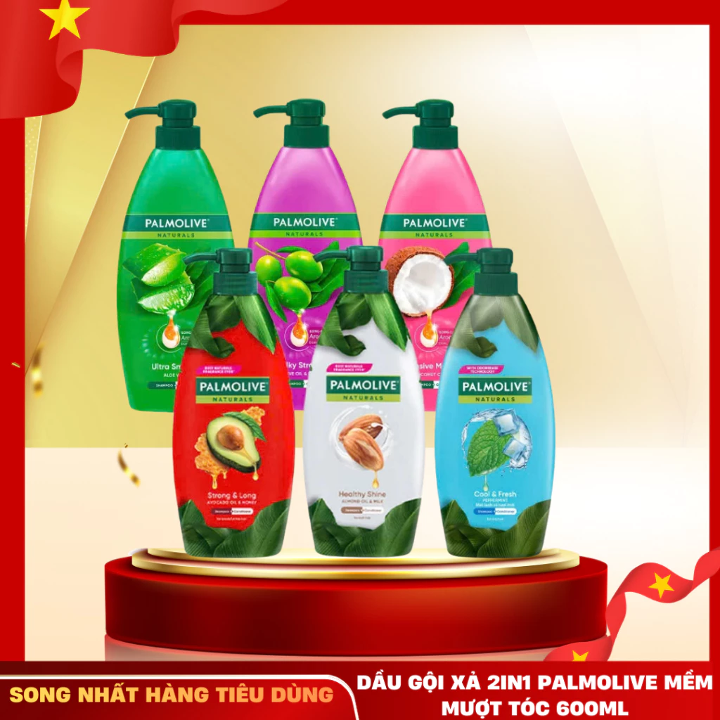 Dầu gội Palmolive, dầu gội dừa, kèm dầu xả 2in1 chiết xuất thiên nhiên 600ml