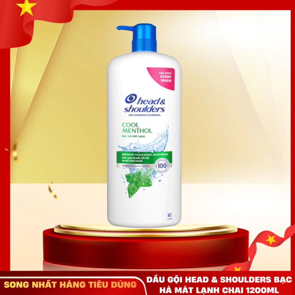 Dầu gội đầu sạch gàu Head & Shoulders bạc hà 1200ml hàng cty