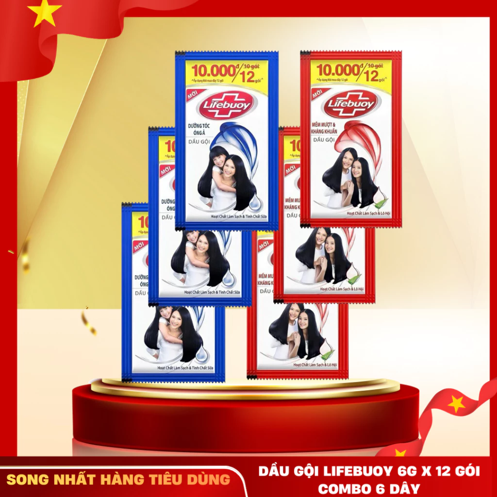 Combo 6  Dây Dầu gội Lifebuoy dây 12 gói- Hàng công ty chính hãng