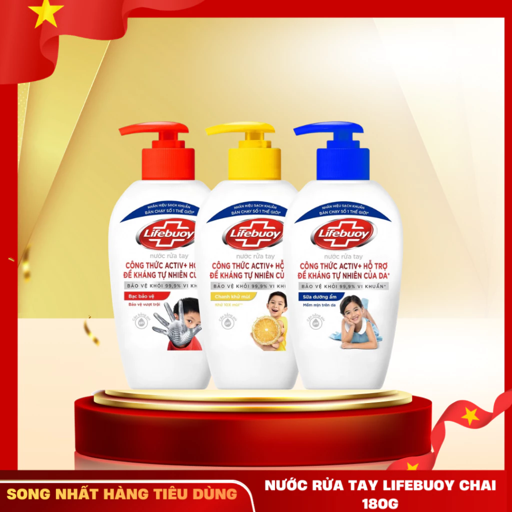 Nước Rửa Tay Lifebuoy Chai 180gr Bảo Vệ Vượt Trội, Chăm Sóc Da Tay