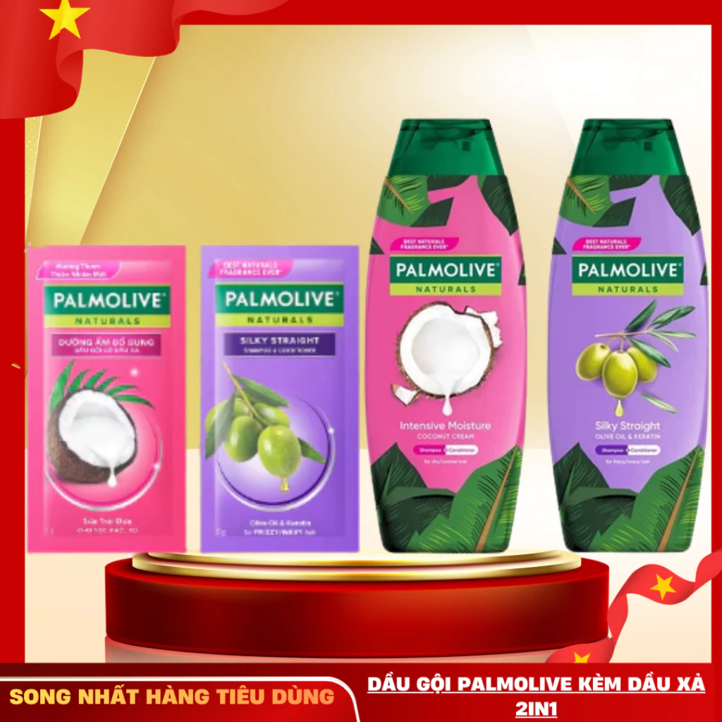 (HSD 24 tháng)180ml Dầu gội Palmolive kèm dầu xả 2in1 chiết xuất thiên nhiên