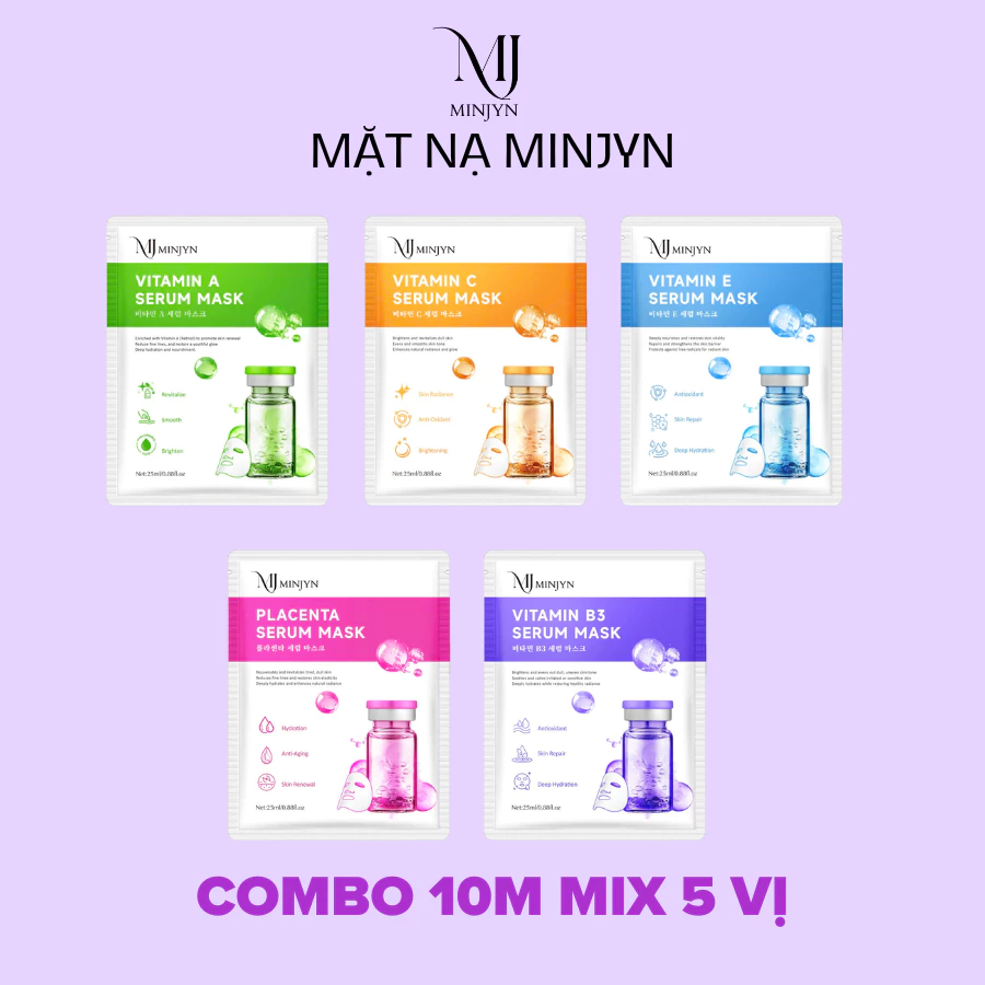 COMBO 10 Miếng Mặt nạ SADOER Q10 B5 B3 Phục hồi Tái tạo làn da Mềm mại và căng bóng