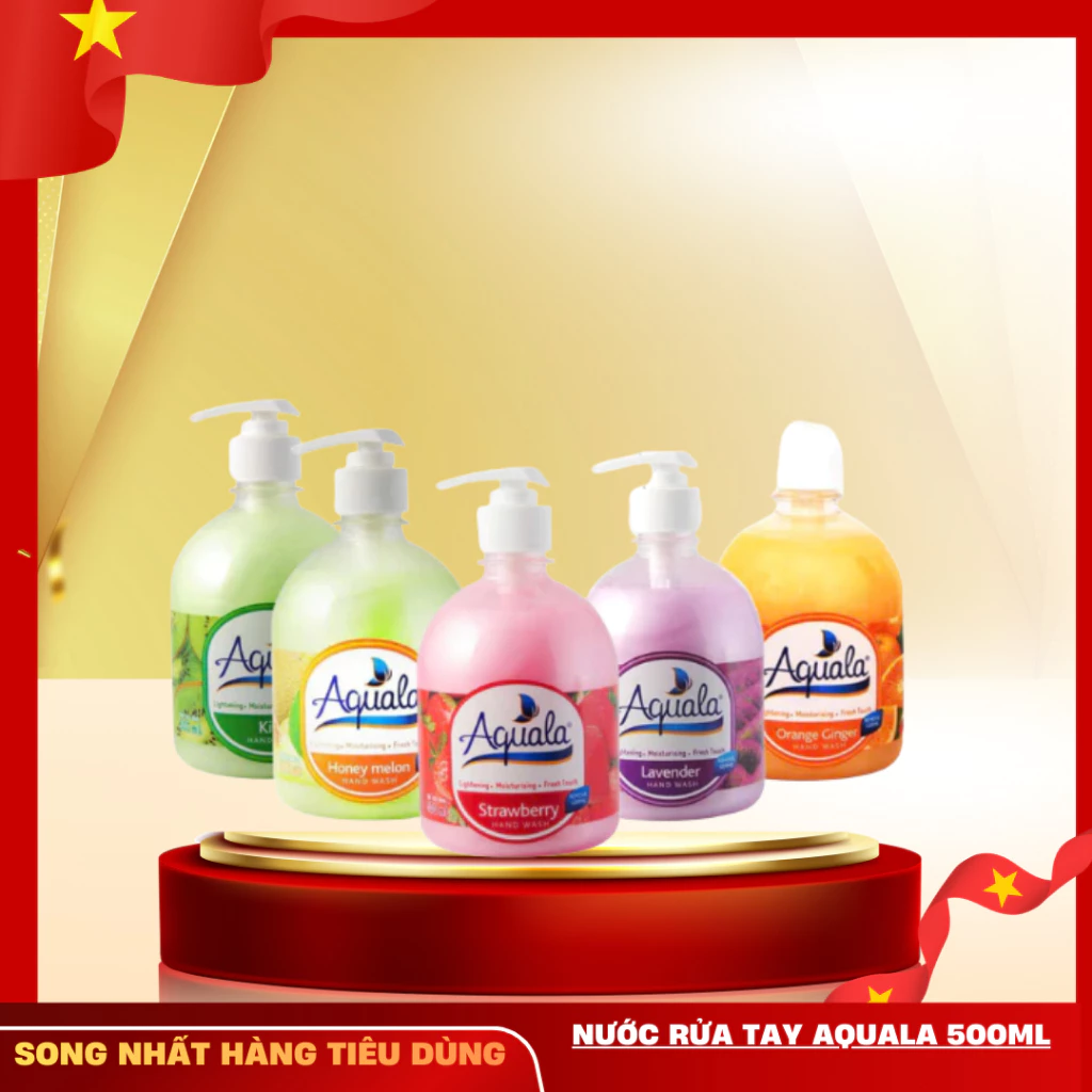 Sửa Rửa Tay Aquala Chai 500ml, Có nhiều mùi, Sạch tay kháng khuẩn