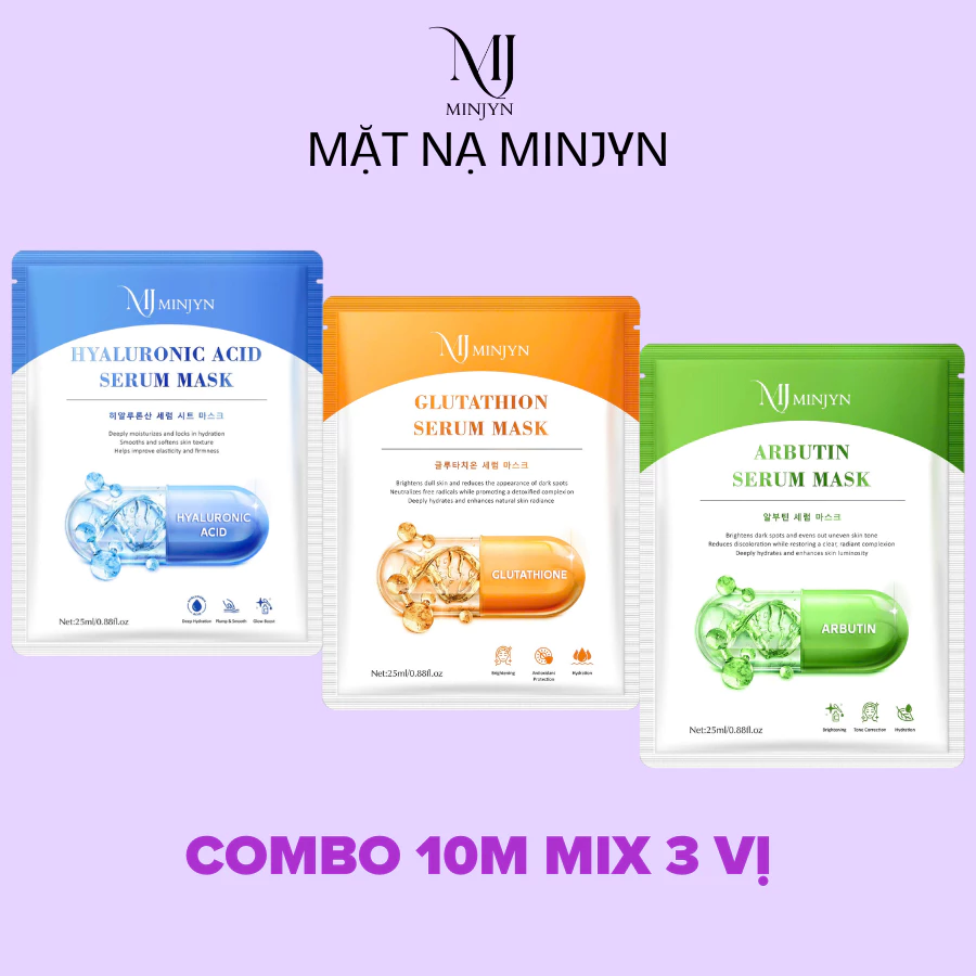 COMBO 10 MIẾNG Mặt Nạ SADOER 24K 4 MÀU Dưỡng Ẩm Trắng Da Mờ Thâm Giảm Mụn Trắng Da Giảm Nám